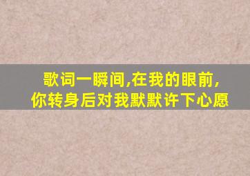 歌词一瞬间,在我的眼前,你转身后对我默默许下心愿