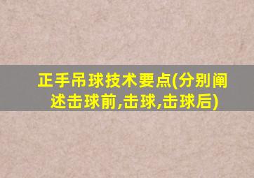 正手吊球技术要点(分别阐述击球前,击球,击球后)