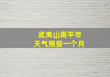 武夷山南平市天气预报一个月