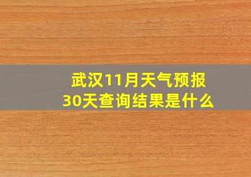 武汉11月天气预报30天查询结果是什么