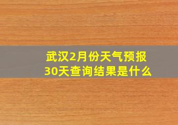 武汉2月份天气预报30天查询结果是什么