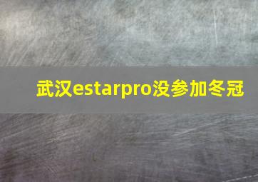 武汉estarpro没参加冬冠