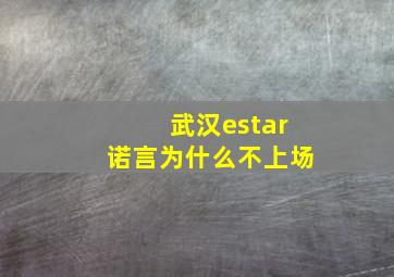 武汉estar诺言为什么不上场