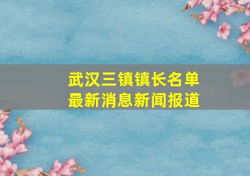 武汉三镇镇长名单最新消息新闻报道