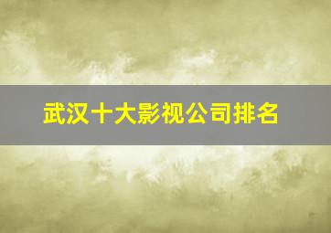 武汉十大影视公司排名