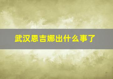 武汉恩吉娜出什么事了