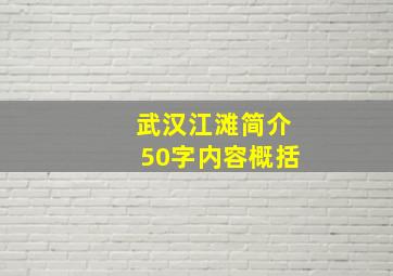 武汉江滩简介50字内容概括