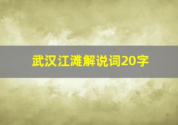 武汉江滩解说词20字