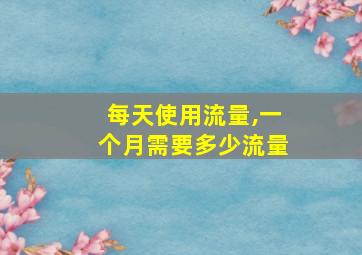 每天使用流量,一个月需要多少流量