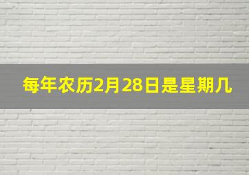 每年农历2月28日是星期几