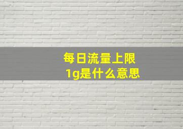 每日流量上限1g是什么意思