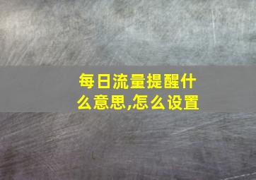 每日流量提醒什么意思,怎么设置