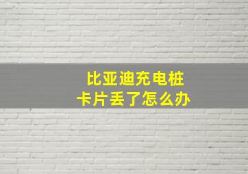 比亚迪充电桩卡片丢了怎么办