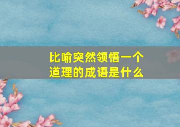 比喻突然领悟一个道理的成语是什么