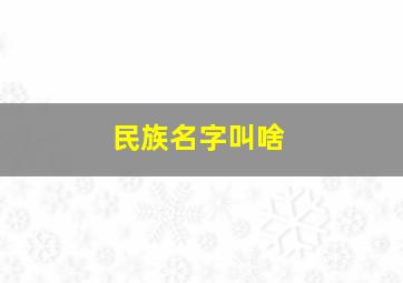 民族名字叫啥