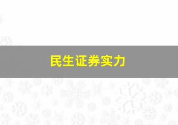 民生证券实力