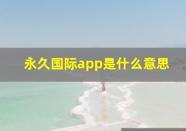 永久国际app是什么意思