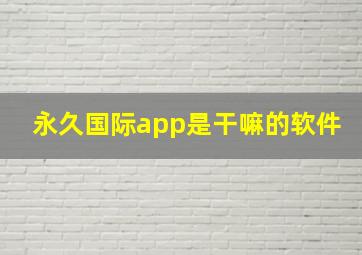 永久国际app是干嘛的软件