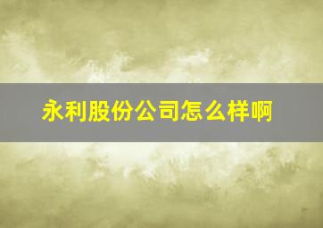 永利股份公司怎么样啊