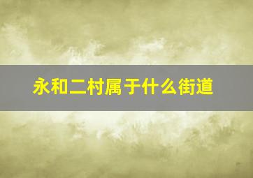 永和二村属于什么街道