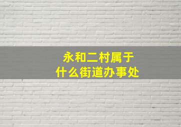 永和二村属于什么街道办事处