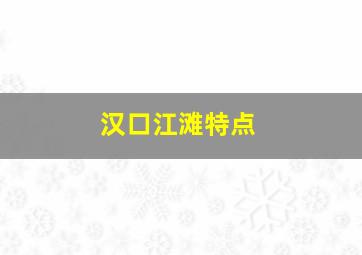 汉口江滩特点