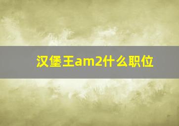 汉堡王am2什么职位