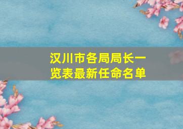 汉川市各局局长一览表最新任命名单