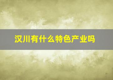 汉川有什么特色产业吗