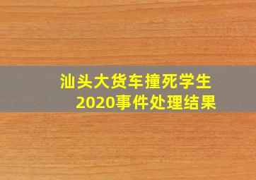 汕头大货车撞死学生2020事件处理结果