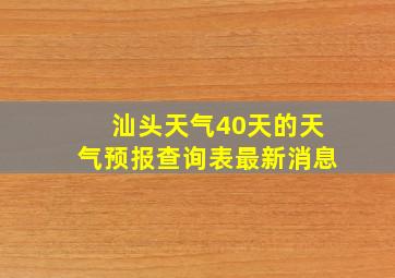 汕头天气40天的天气预报查询表最新消息