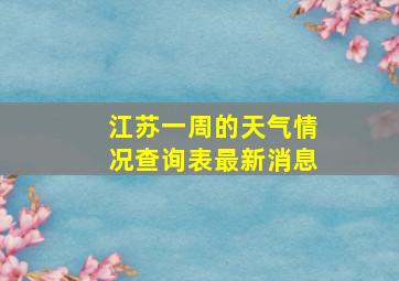 江苏一周的天气情况查询表最新消息