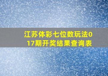 江苏体彩七位数玩法017期开奖结果查询表