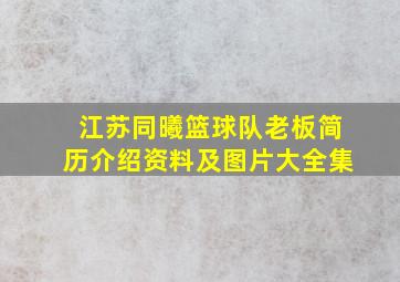 江苏同曦篮球队老板简历介绍资料及图片大全集