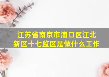 江苏省南京市浦口区江北新区十七监区是做什么工作