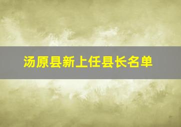 汤原县新上任县长名单