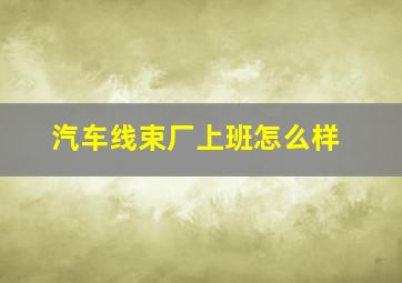 汽车线束厂上班怎么样