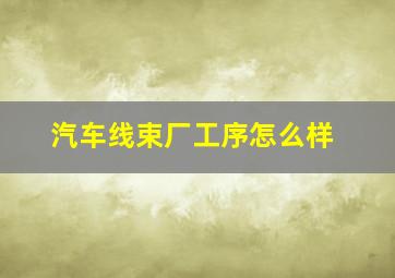 汽车线束厂工序怎么样