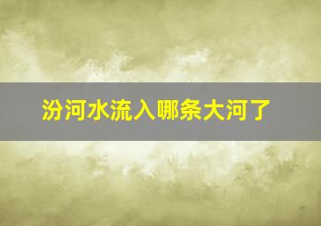 汾河水流入哪条大河了