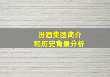 汾酒集团简介和历史背景分析