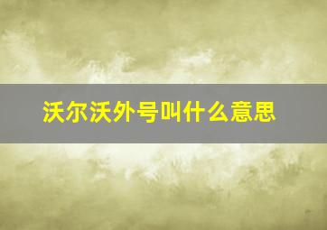 沃尔沃外号叫什么意思