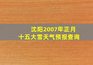 沈阳2007年正月十五大雪天气预报查询