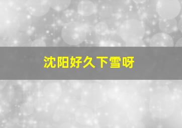 沈阳好久下雪呀