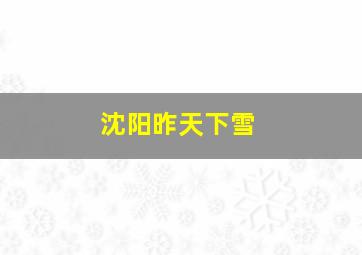 沈阳昨天下雪