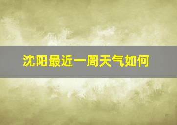 沈阳最近一周天气如何