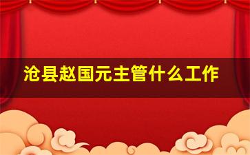 沧县赵国元主管什么工作