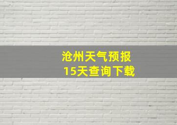 沧州天气预报15天查询下载