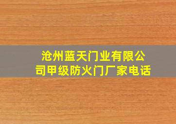 沧州蓝天门业有限公司甲级防火门厂家电话