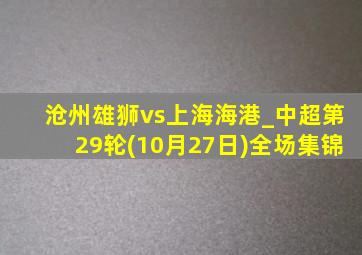 沧州雄狮vs上海海港_中超第29轮(10月27日)全场集锦