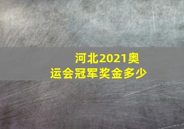 河北2021奥运会冠军奖金多少